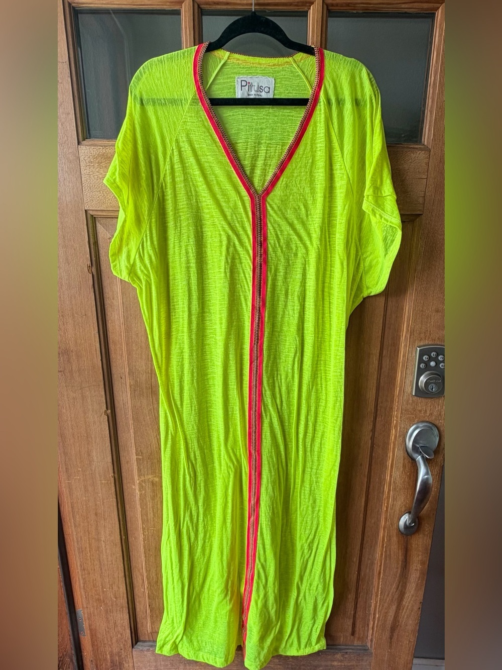 Pitusa Neon Lime Cover-Up with Pink Trim